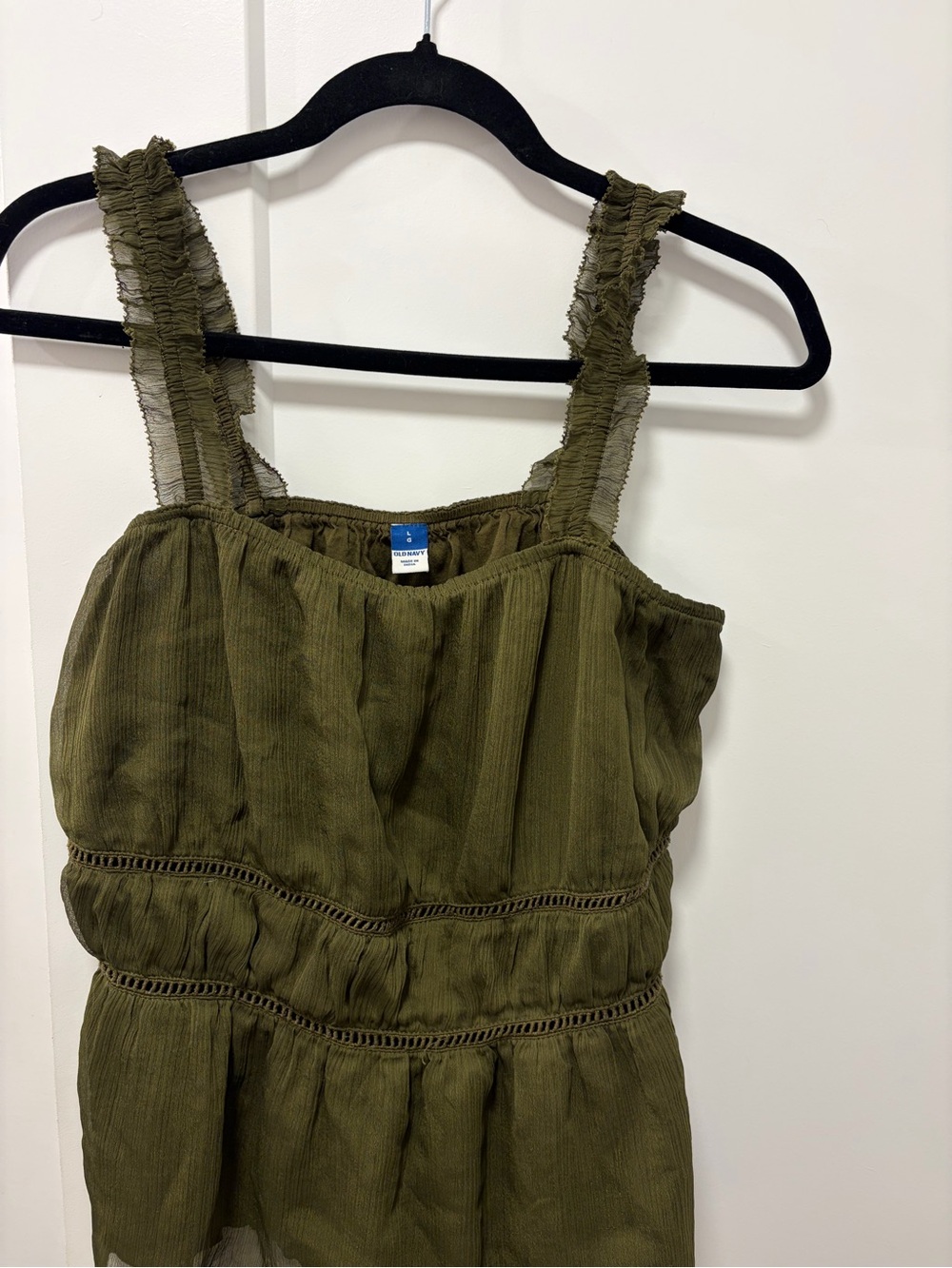 Old Navy Olive Green Ruffled Strap Tank Top - Picture 2 of 4